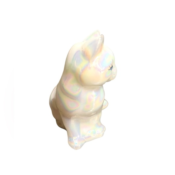 Fenton Pearl Iridescent Carnival Glass Cat Figurine - 4” - Picture 3 of 8